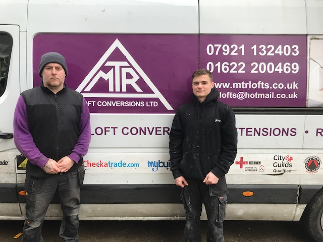 A picture of Vinnie and his employer for apprenticeship of the month